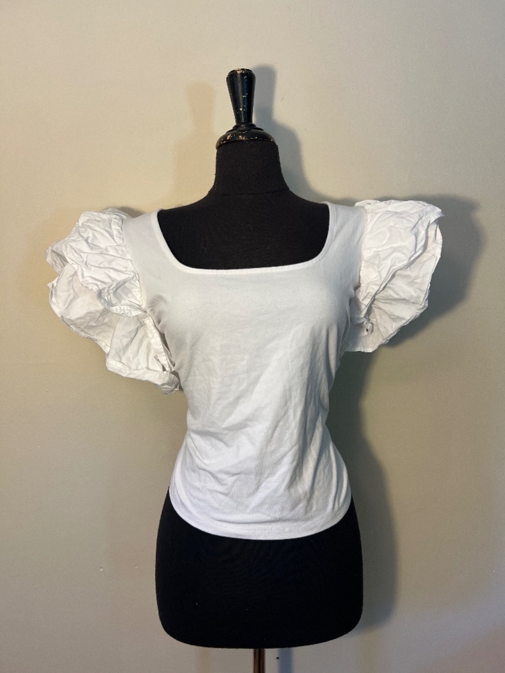 A New Day White Ruffle Sleeve Top